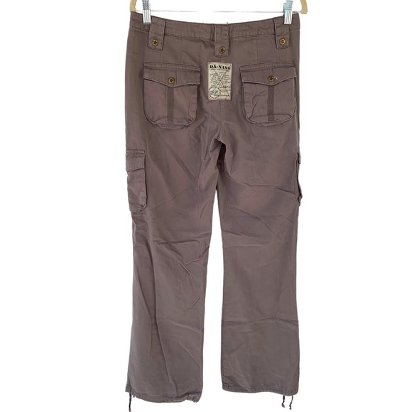 Da-Nang Cotton Cargo Pants S Wide Leg Grey TWW506 Drawstring Hem - Picture 2 of 7